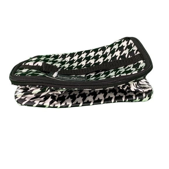 Nadia Rima Black and White Houndstooth Print Collapsable Makeup Bag - Picture 12 of 15
